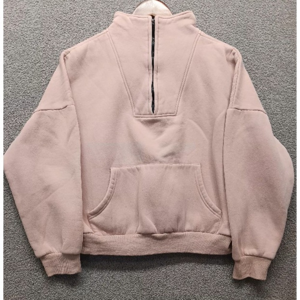 Trendy Queen Pink Quarter Zip Fleece Pullover Sweater Women's Size S